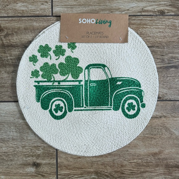 SoHo Living St. Patrick's Day Placemats set of 2 Farmhouse Green Table Decor - Picture 7 of 9